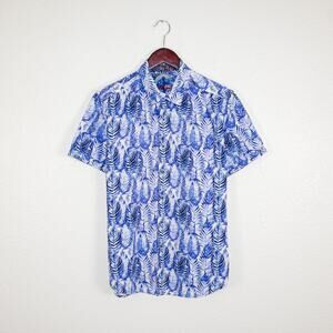 Robert Graham Men's Button up Shirt Blue Floral Print size Medium Classic